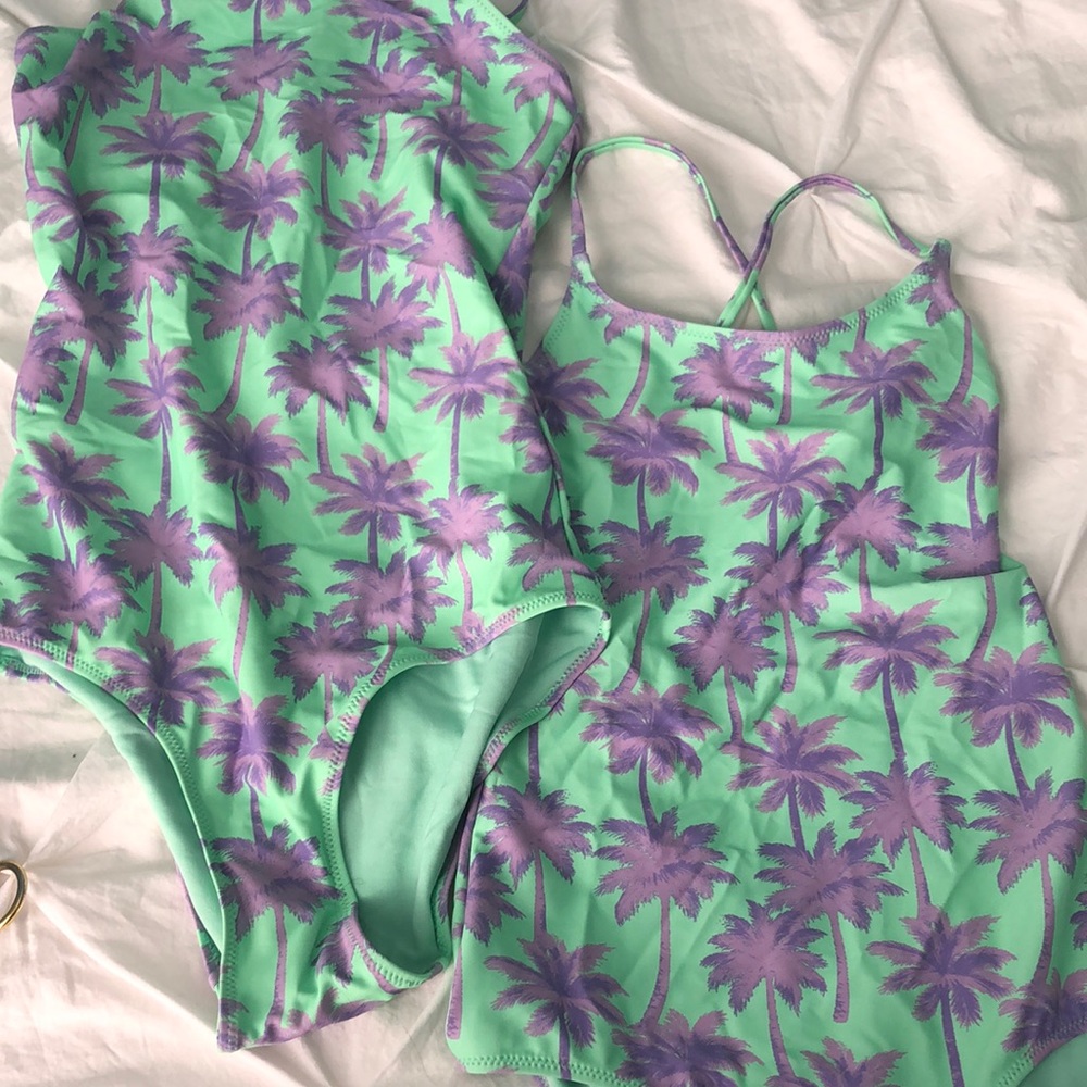 H&M bathing suit with palm trees One pc- size 12/14
